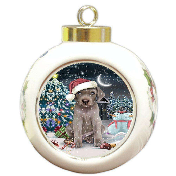 Have a Holly Jolly Weimaraner Dog Christmas Round Ball Ornament POR849