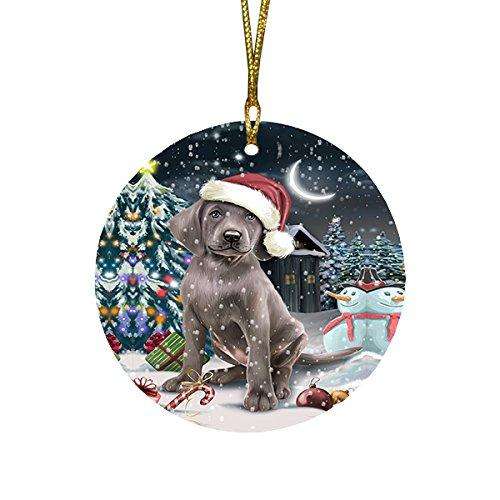 Have a Holly Jolly Weimaraner Dog Christmas Round Flat Ornament POR1410