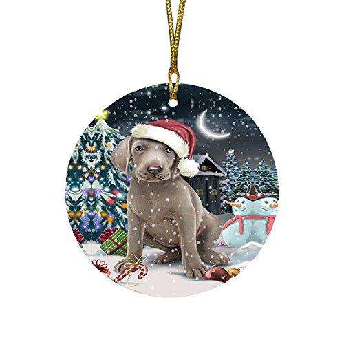 Have a Holly Jolly Weimaraner Dog Christmas Round Flat Ornament POR1411