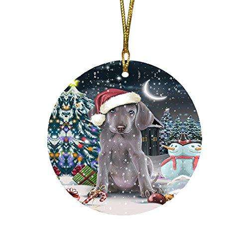 Have a Holly Jolly Weimaraner Dog Christmas Round Flat Ornament POR1412