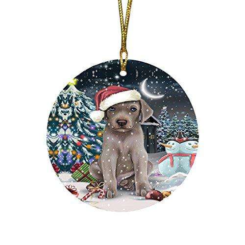 Have a Holly Jolly Weimaraner Dog Christmas Round Flat Ornament POR1413
