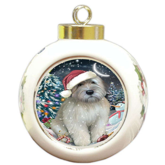 Have a Holly Jolly Wheaten Terrier Dog Christmas  Round Ball Christmas Ornament RBPOR51684