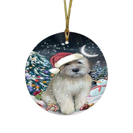 Have a Holly Jolly Wheaten Terrier Dog Christmas  Round Flat Christmas Ornament RFPOR51675