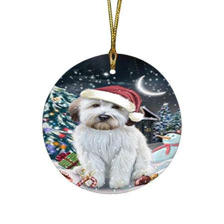 Have a Holly Jolly Wheaten Terrier Dog Christmas  Round Flat Christmas Ornament RFPOR51677