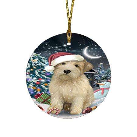 Have a Holly Jolly Wheaten Terrier Dog Christmas  Round Flat Christmas Ornament RFPOR51678