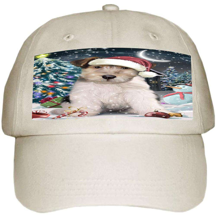 Have a Holly Jolly Wire Fox Terrier Dog Christmas Ball Hat Cap HAT58803