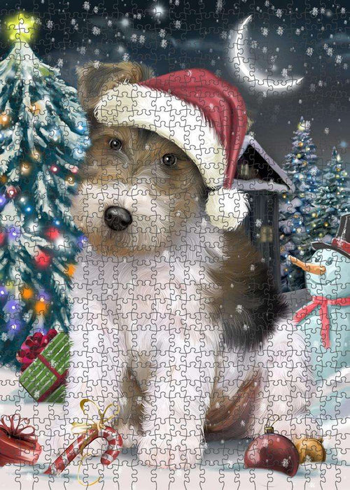 Have a Holly Jolly Wire Fox Terrier Dog Christmas Puzzle with Photo Tin PUZL59154