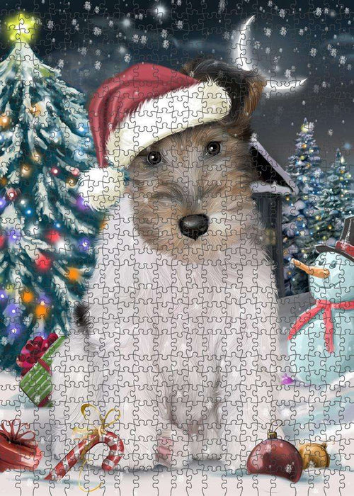 Have a Holly Jolly Wire Fox Terrier Dog Christmas Puzzle with Photo Tin PUZL59160