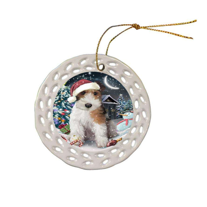 Have a Holly Jolly Wire Fox Terrier Dog Christmas  Ceramic Doily Ornament DPOR51688