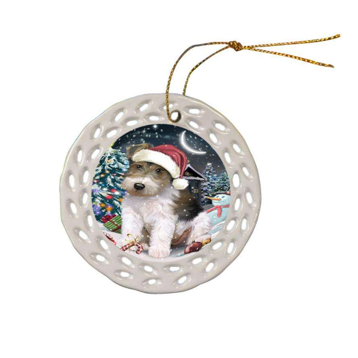 Have a Holly Jolly Wire Fox Terrier Dog Christmas  Ceramic Doily Ornament DPOR51689