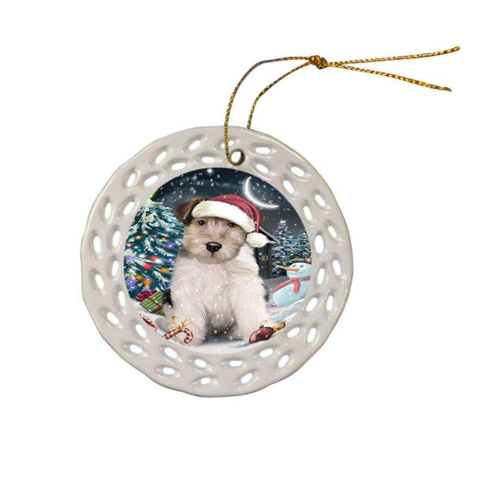 Have a Holly Jolly Wire Fox Terrier Dog Christmas  Ceramic Doily Ornament DPOR51690