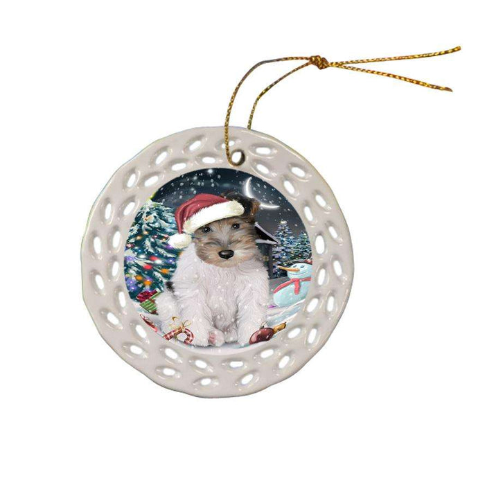 Have a Holly Jolly Wire Fox Terrier Dog Christmas  Ceramic Doily Ornament DPOR51691