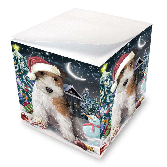 Have a Holly Jolly Wire Fox Terrier Dog Christmas  Note Cube NOC51688