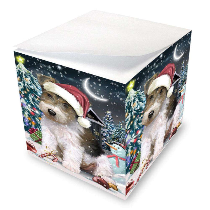 Have a Holly Jolly Wire Fox Terrier Dog Christmas  Note Cube NOC51689