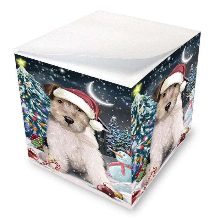 Have a Holly Jolly Wire Fox Terrier Dog Christmas  Note Cube NOC51690