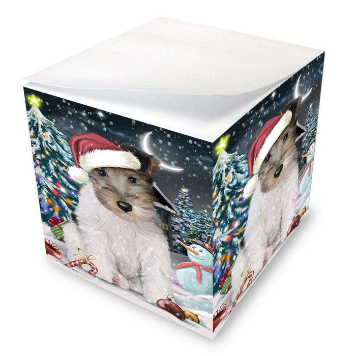 Have a Holly Jolly Wire Fox Terrier Dog Christmas  Note Cube NOC51691