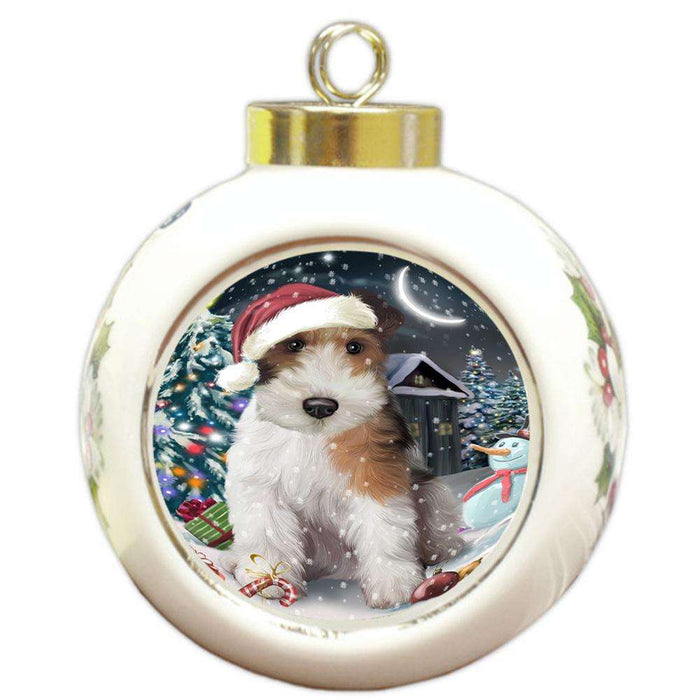 Have a Holly Jolly Wire Fox Terrier Dog Christmas  Round Ball Christmas Ornament RBPOR51688