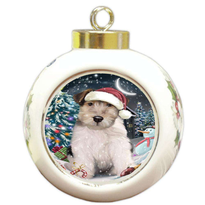 Have a Holly Jolly Wire Fox Terrier Dog Christmas  Round Ball Christmas Ornament RBPOR51690