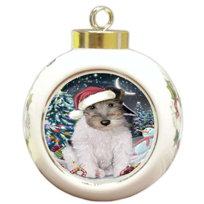 Have a Holly Jolly Wire Fox Terrier Dog Christmas  Round Ball Christmas Ornament RBPOR51691