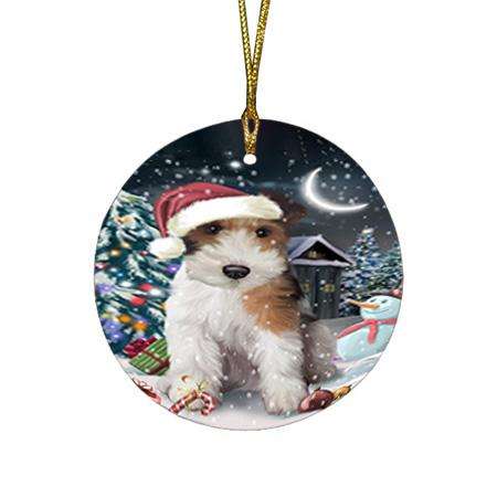 Have a Holly Jolly Wire Fox Terrier Dog Christmas  Round Flat Christmas Ornament RFPOR51679