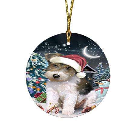 Have a Holly Jolly Wire Fox Terrier Dog Christmas  Round Flat Christmas Ornament RFPOR51680