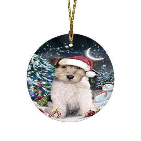 Have a Holly Jolly Wire Fox Terrier Dog Christmas  Round Flat Christmas Ornament RFPOR51681