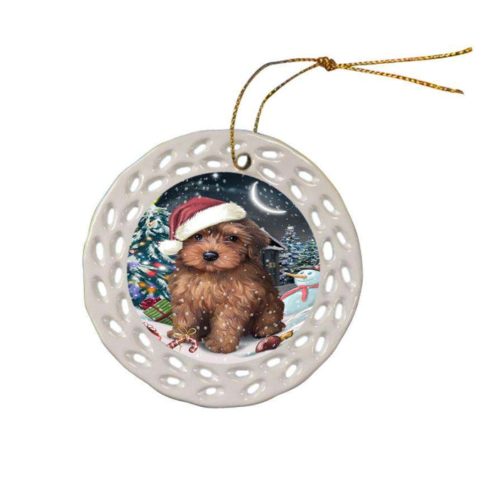 Have a Holly Jolly Yorkipoo Dog Christmas  Ceramic Doily Ornament DPOR51695