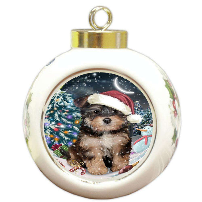 Have a Holly Jolly Yorkipoo Dog Christmas  Round Ball Christmas Ornament RBPOR51692