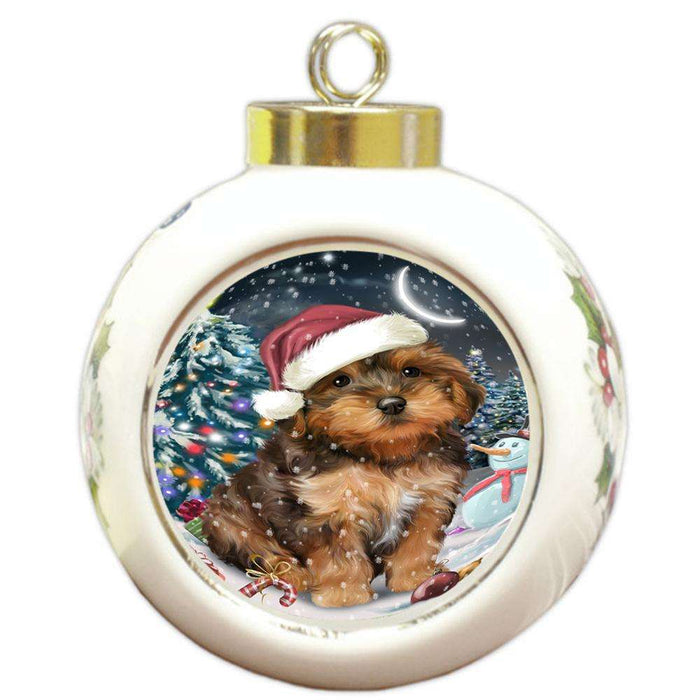Have a Holly Jolly Yorkipoo Dog Christmas  Round Ball Christmas Ornament RBPOR51694