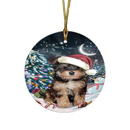 Have a Holly Jolly Yorkipoo Dog Christmas  Round Flat Christmas Ornament RFPOR51683