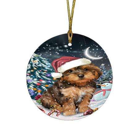 Have a Holly Jolly Yorkipoo Dog Christmas  Round Flat Christmas Ornament RFPOR51685