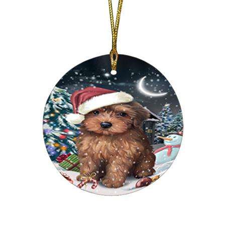 Have a Holly Jolly Yorkipoo Dog Christmas  Round Flat Christmas Ornament RFPOR51686
