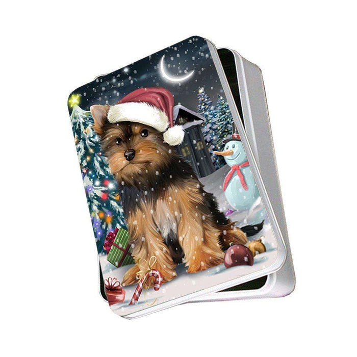 Have a Holly Jolly Yorkshire Terrier Dog Christmas Photo Storage Tin PTIN0190