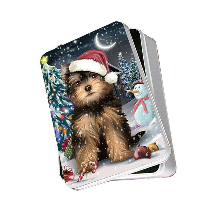 Have a Holly Jolly Yorkshire Terrier Dog Christmas Photo Storage Tin PTIN0191