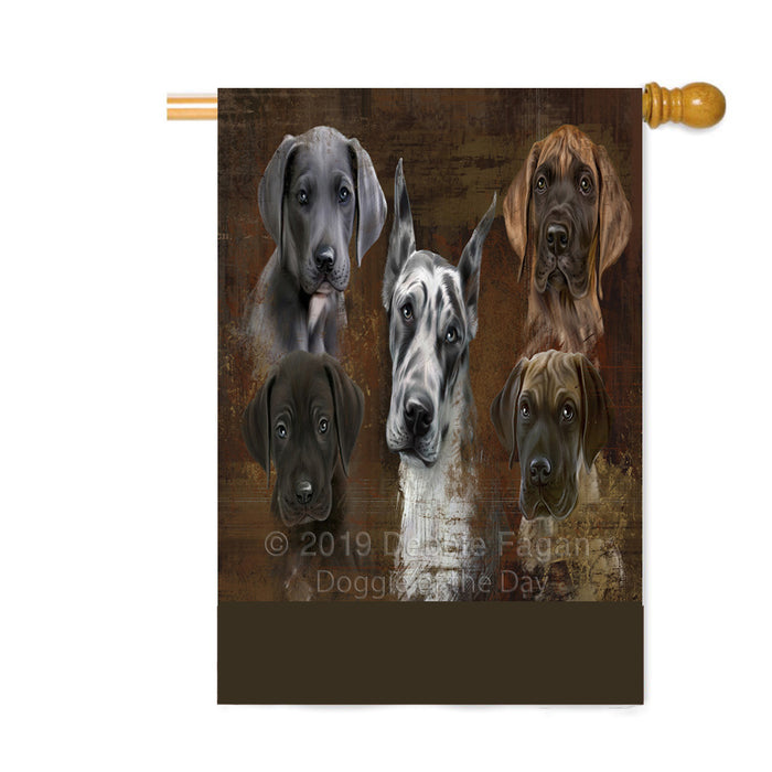 Personalized Rustic 5 Great Dane Dogs Custom House Flag FLG-DOTD-A62617
