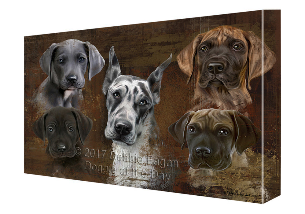Rustic 5 Great Danes Dog Canvas Wall Art CVSA50133