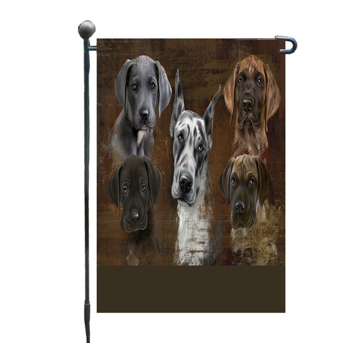 Personalized Rustic 5 Great Dane Dogs Custom Garden Flags GFLG-DOTD-A62561