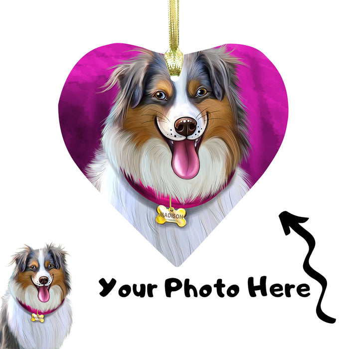 Add Your PERSONALIZED PET Painting Portrait Photo on Heart Christmas Ornament
