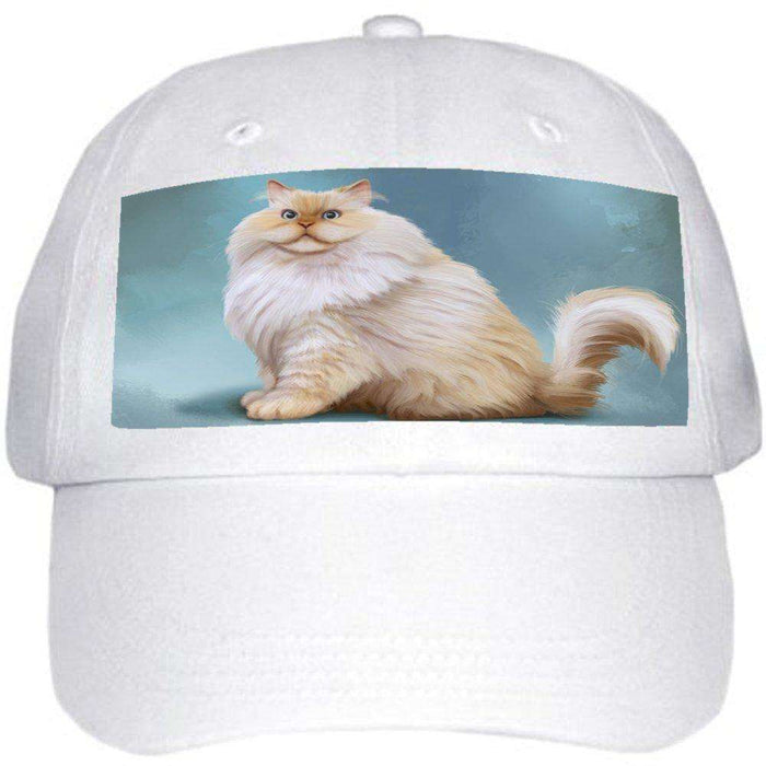 Himalayan Cat Ball Hat Cap Off White