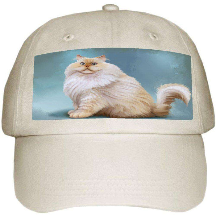 Himalayan Cat Ball Hat Cap Off White