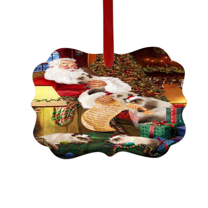 Himalayan Cats and Kittens Sleeping with Santa Double-Sided Photo Benelux Christmas Ornament LOR49287