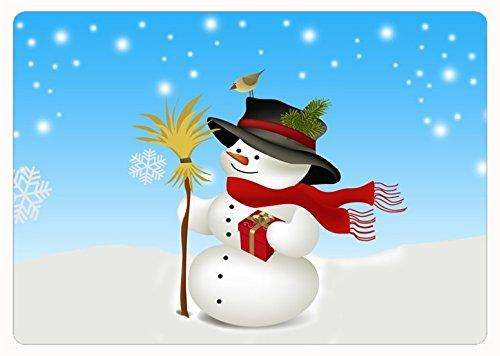 Holly Jolly Christmas Snowman w Present Large Cutting Board