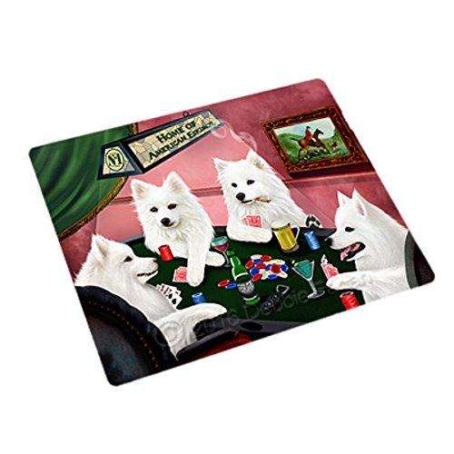 Home of 4 American Eskimos Dogs Playing Poker Large Stickers Sheet of 12