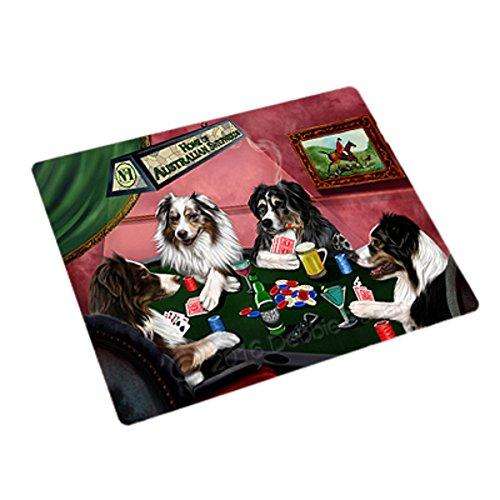Home of 4 Australian Shepherds Dogs Playing Poker Large Stickers Sheet of 12