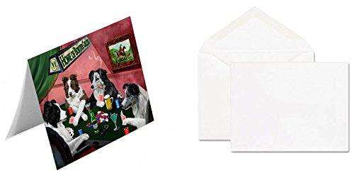 Home of 4 Border Collie Dogs Playing Poker Handmade Artwork Assorted Pets Greeting Cards and Note Cards with Envelopes for All Occasions and Holiday Seasons