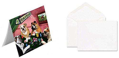 Home of 4 Bulldog Dogs Playing Poker Handmade Artwork Assorted Pets Greeting Cards and Note Cards with Envelopes for All Occasions and Holiday Seasons