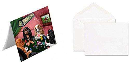 Home of 4 Cavalier King Charles Spaniel Dogs Playing Poker Handmade Artwork Assorted Pets Greeting Cards and Note Cards with Envelopes for All Occasions and Holiday Seasons