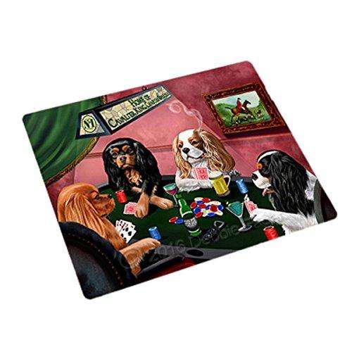 Home of 4 Cavalier King Charles Spaniel Dogs Playing Poker Large Stickers Sheet of 12