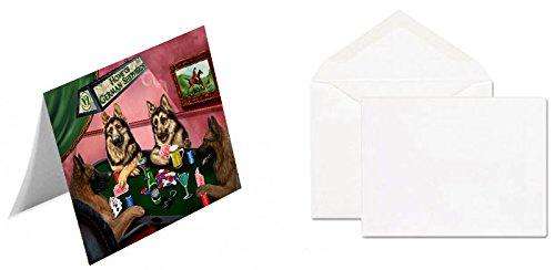 Home of 4 German Shepherd Dogs Playing Poker Handmade Artwork Assorted Pets Greeting Cards and Note Cards with Envelopes for All Occasions and Holiday Seasons