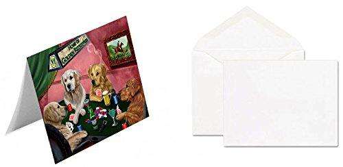 Home of 4 Golden Retriever Dogs Playing Poker Handmade Artwork Assorted Pets Greeting Cards and Note Cards with Envelopes for All Occasions and Holiday Seasons (20)